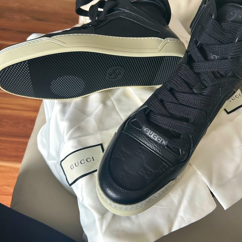 *New*Gucci Navy Blue Nylon Leather Zappatillas